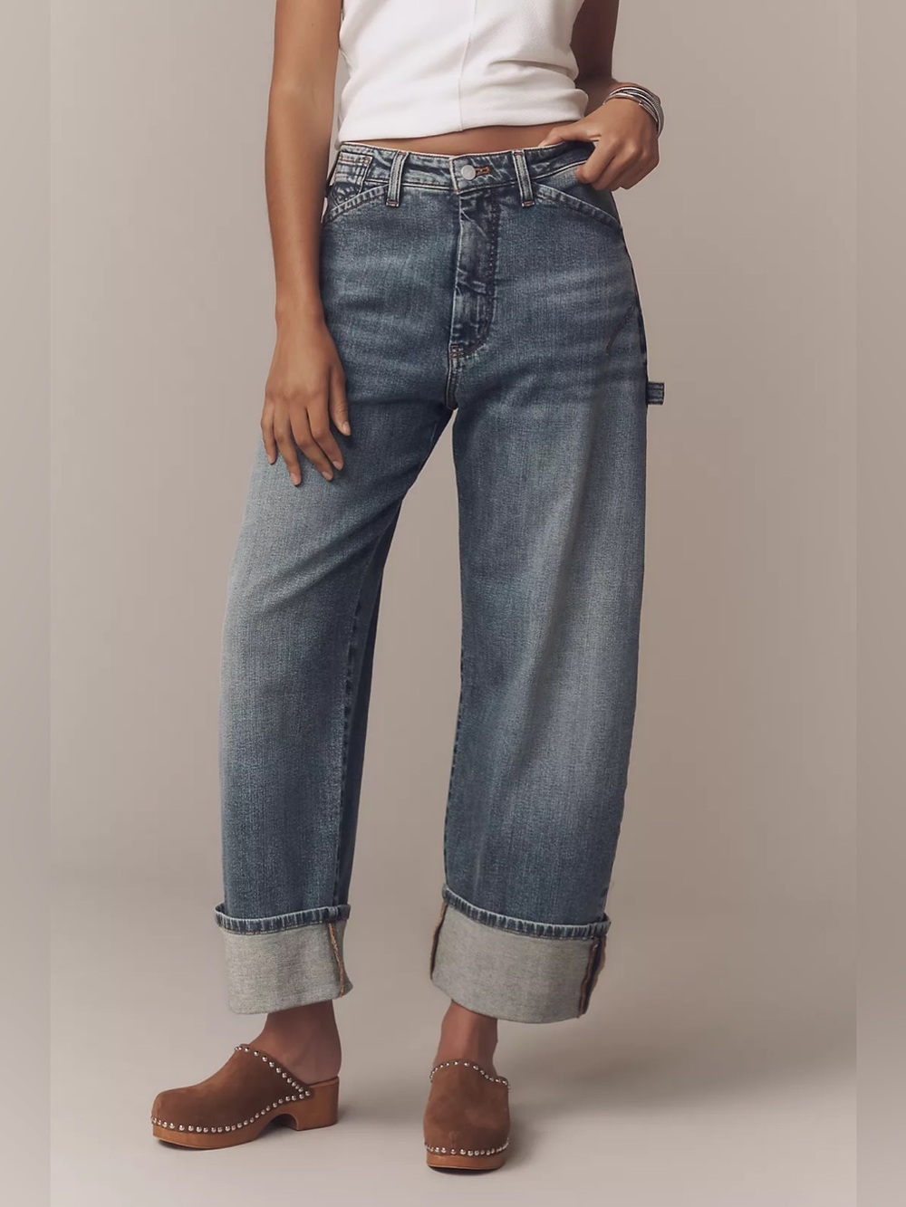Anthropologie Pilcro Kayden Carpenter Barrel Jeans -  Size 26P | Blue Sands Wash - Picture 3 of 16
